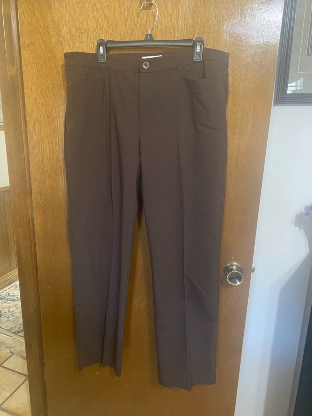 Christopher & Banks Dark Brown Straight-Leg Dress Pants
